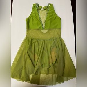 Ilo gear Peridot lyrical costume with Swarovski rhinestones.